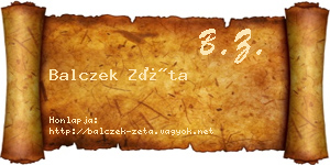 Balczek Zéta névjegykártya